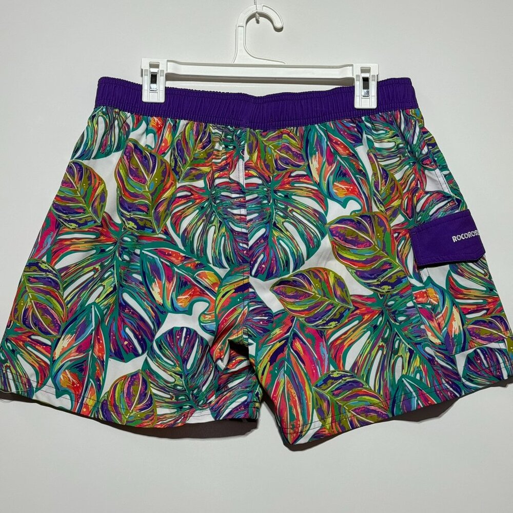 Rocorose Women's Quick Dry Drawstring Board Shorts Purple leaf Board Shorts L - Picture 2 of 6
